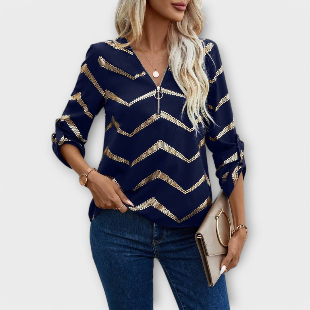 Aisling - Chic Zip-Up Blouse