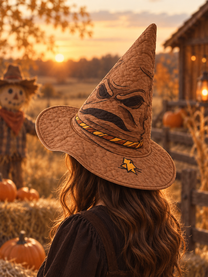 Grumpy Enchanted Wizard Gothic Handcrafted Quilted Witch Hat