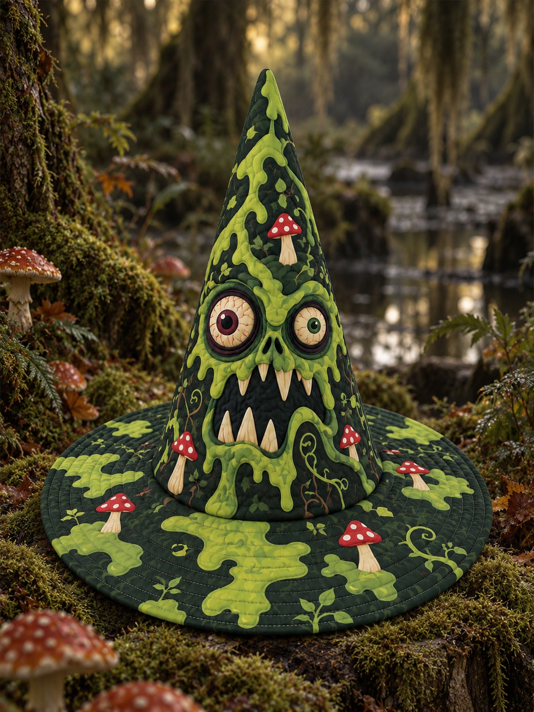 Slime Mushroom Monster Gothic Handcrafted Quilted Witch Hat
