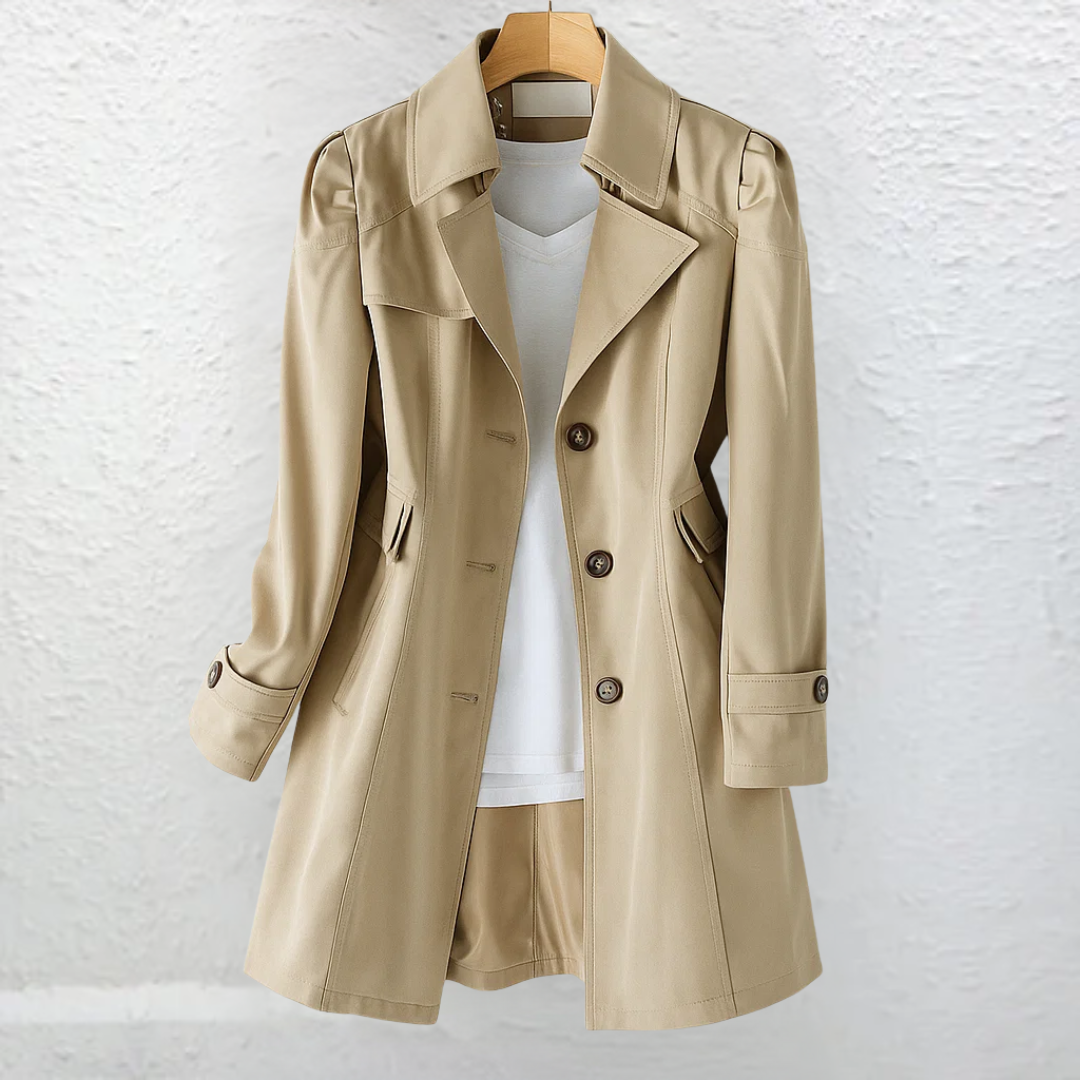 Women's Vintage-Style Fitted Trench Coat