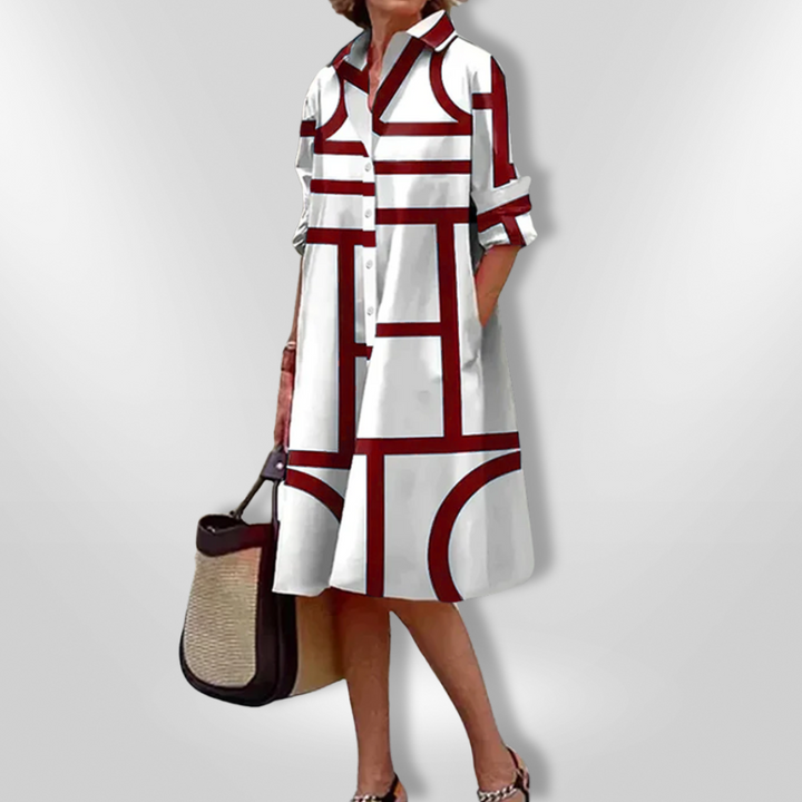 Fionnuala - Geometric Pattern Midi Dress