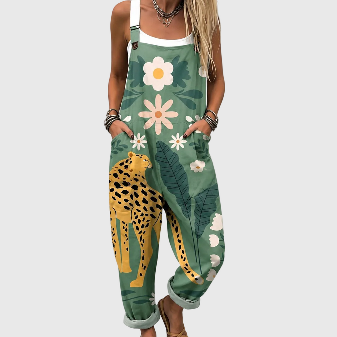 Floral Leopard Dungarees