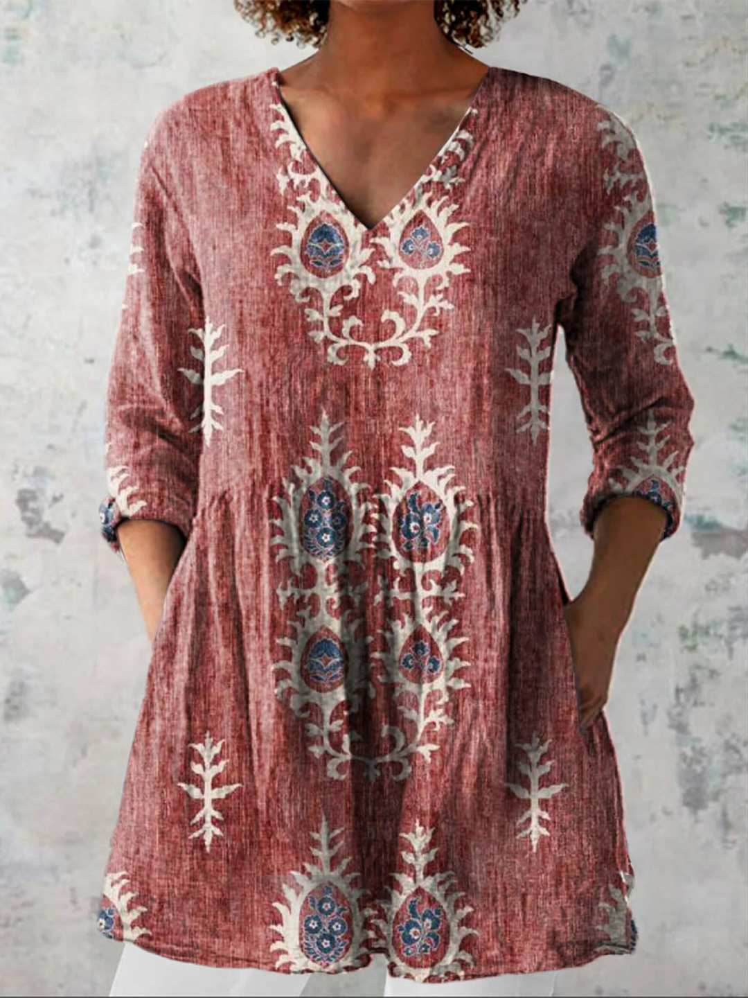 Roisin | V-Neck Long Blouse