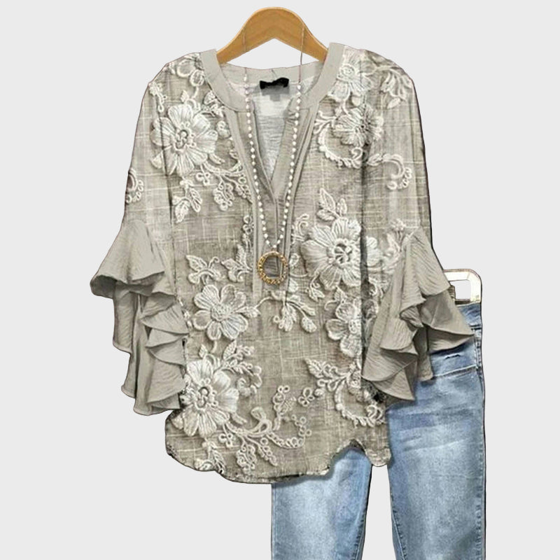 Saoirse - Floral Beige Blouse