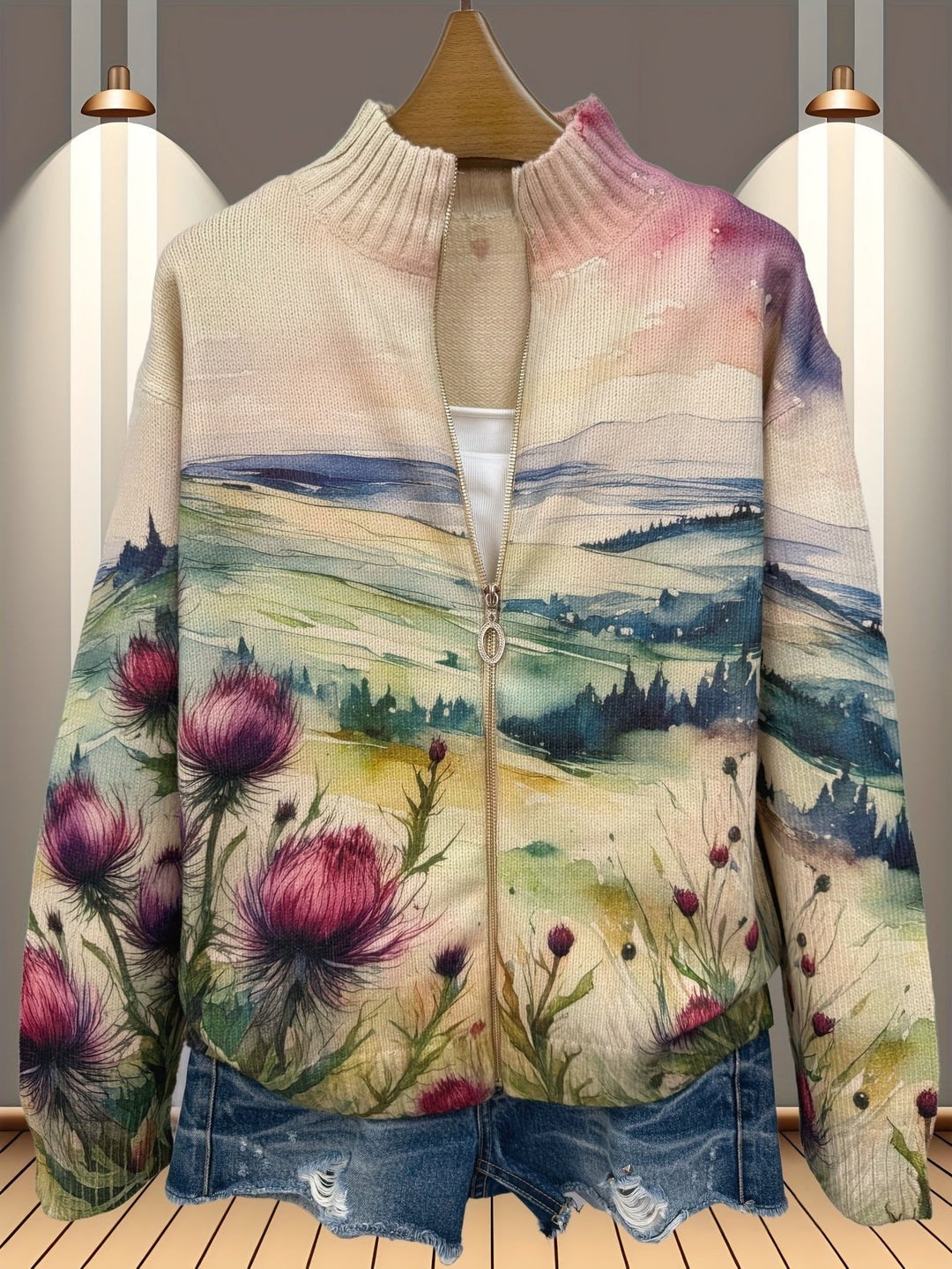 Sibéal | Watercolour Landscape Cardigan