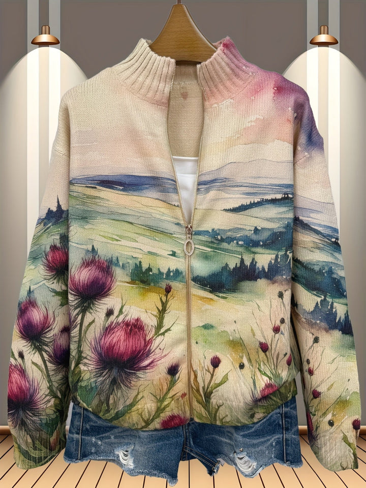 Sibéal | Watercolour Landscape Cardigan