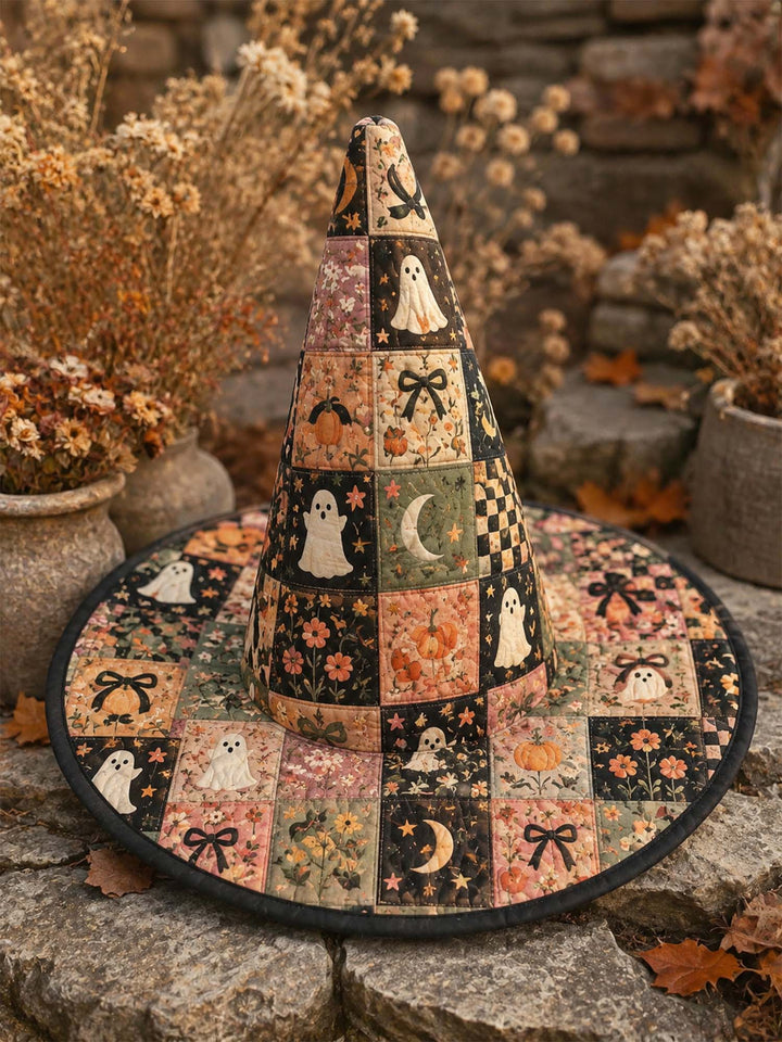 Vintage Patchwork Ghost Garden Handcrafted Quilted Witch Hat