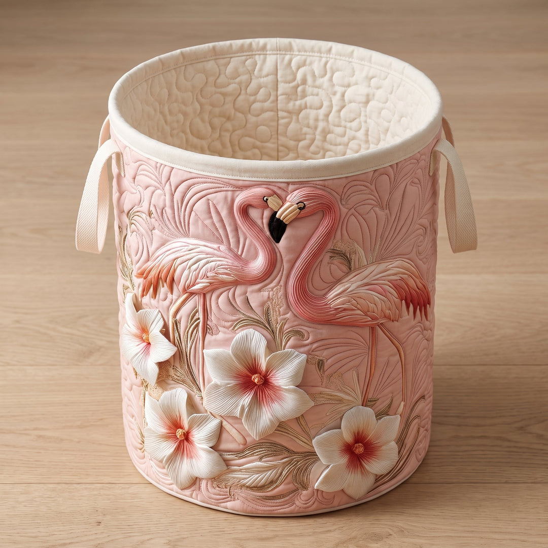 Floral Flamingo | Quilted Laundry Basket