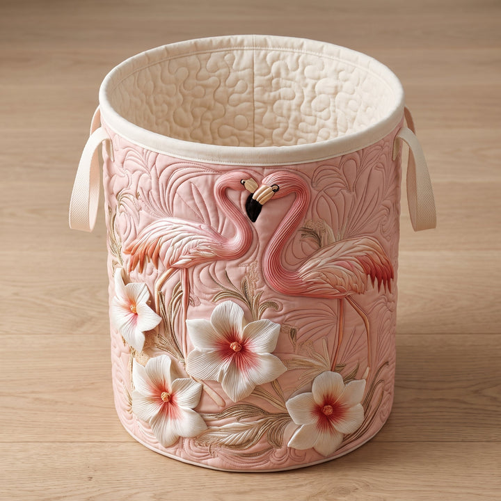 Floral Flamingo | Quilted Laundry Basket