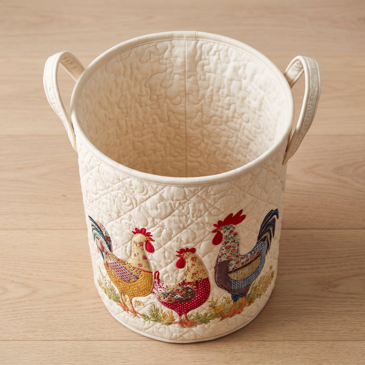 Cheerful Chicken Coop | Quilted Laundry Basket