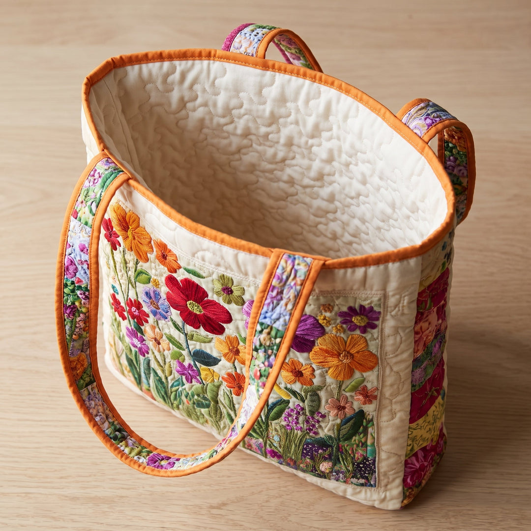 Blooming Garden Quilted Tote Bag