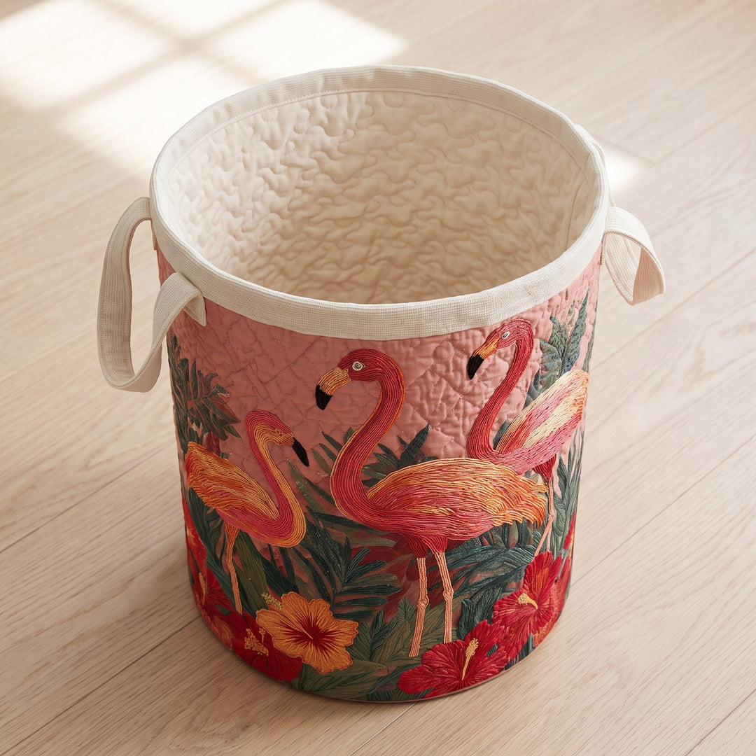 Flamingos in the Sun | Quilted Laundry Basket