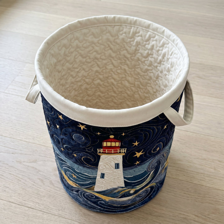 Lighthouse at Dusk | Quilted Laundry Basket