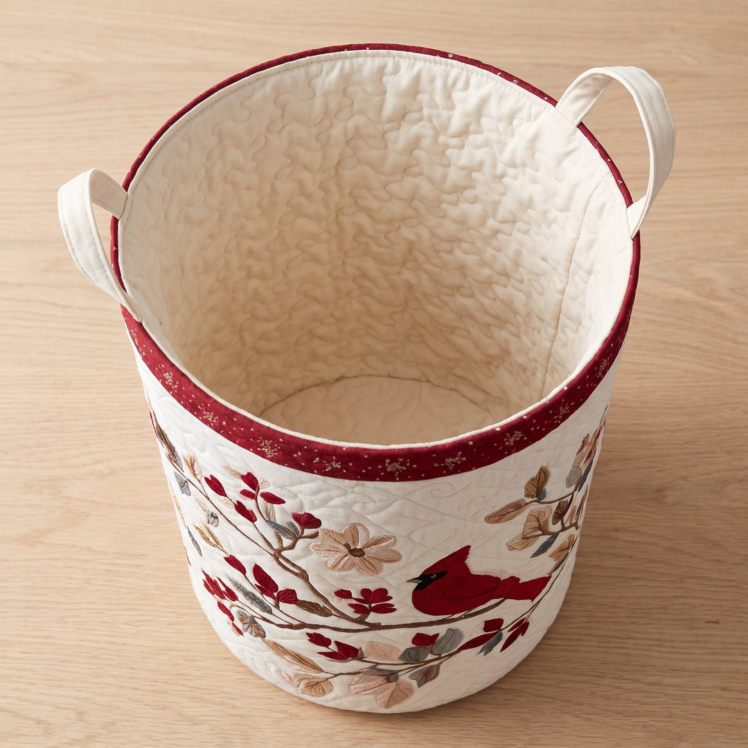 Carmine Leaves | Quilted Laundry Basket