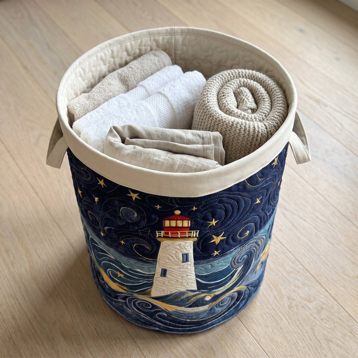 Lighthouse at Dusk | Quilted Laundry Basket
