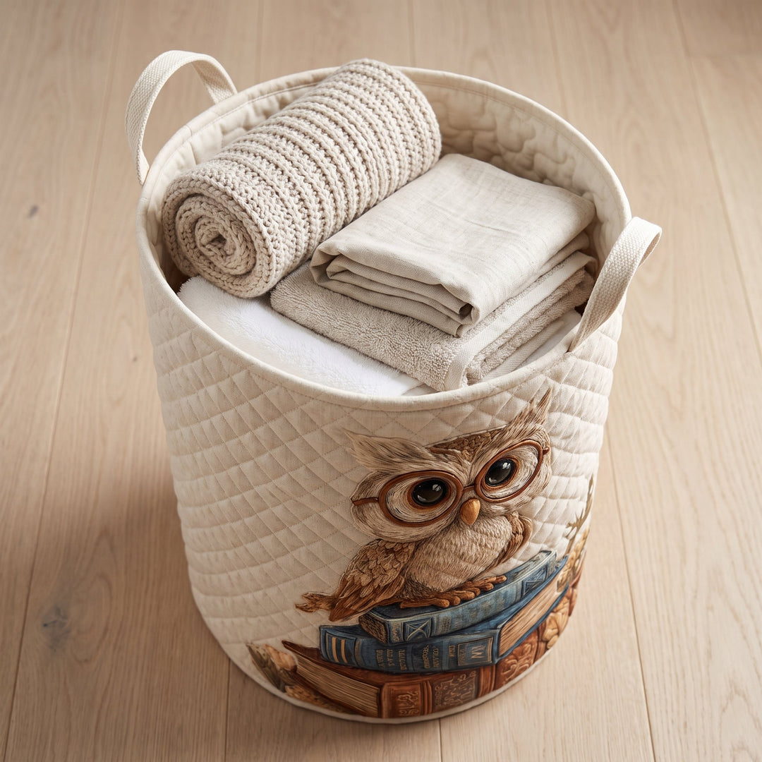 Owl Quilted Laundry Basket