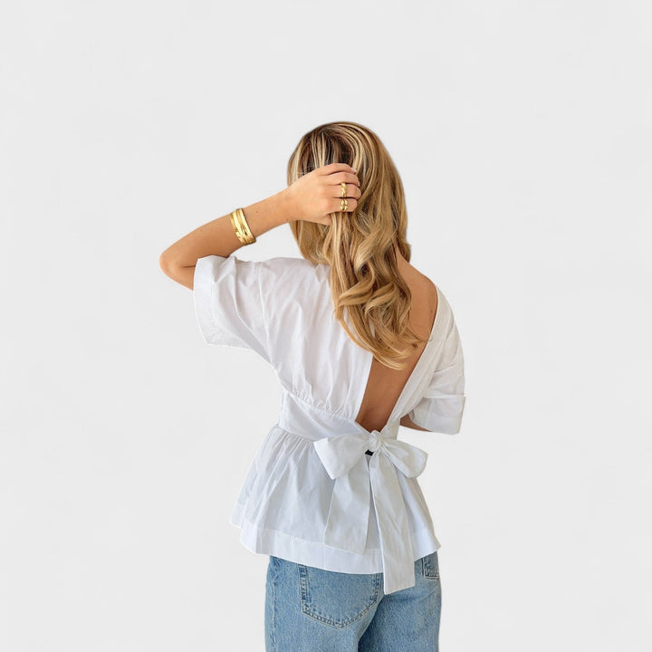 Emer - V-Neck Open Back Blouse