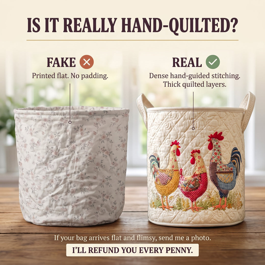 Cheerful Chicken Coop | Quilted Laundry Basket