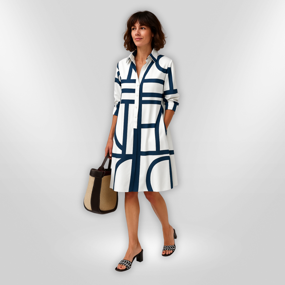 Fionnuala - Geometric Pattern Midi Dress