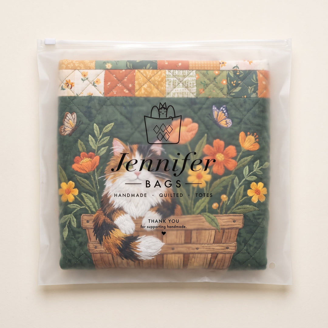 Cat Among the Petals Quilted Laundry Basket