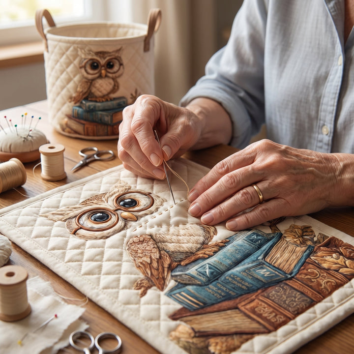 Owl Quilted Laundry Basket