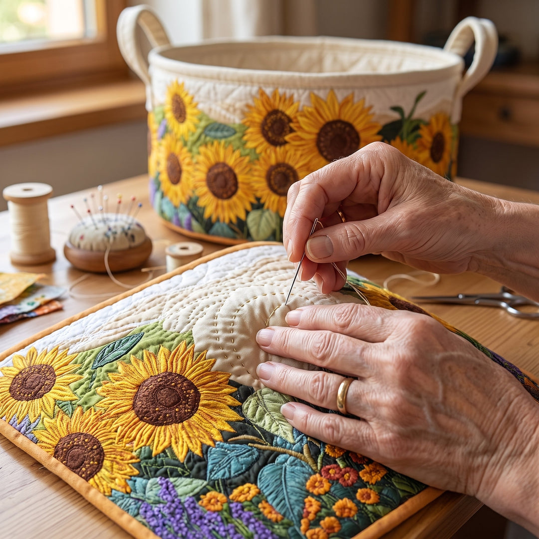 Sunflowers | Quilted Laundry Basket