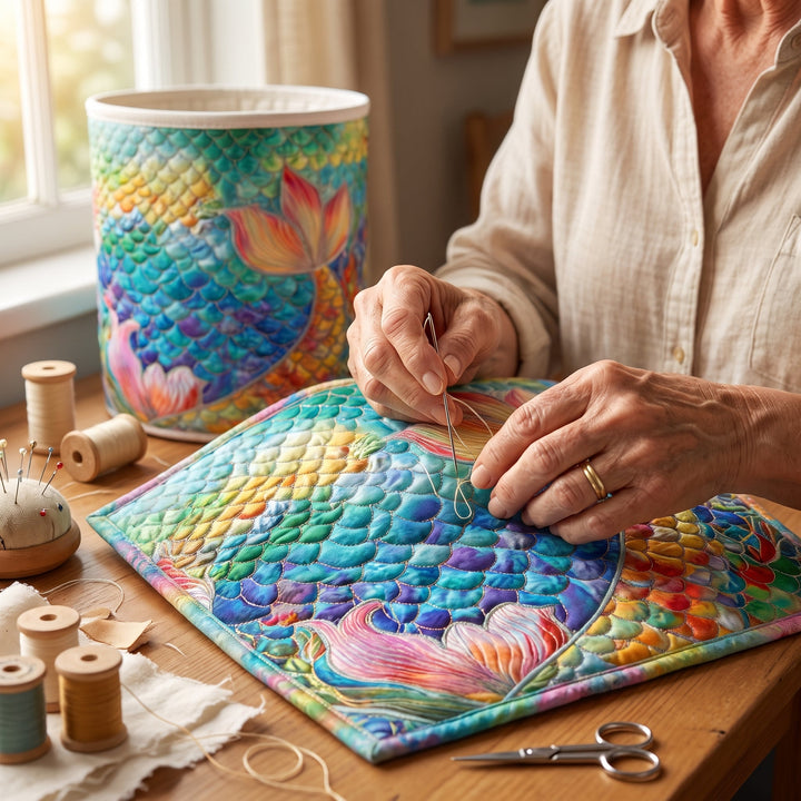 Marine Sparkle | Quilted Laundry Basket