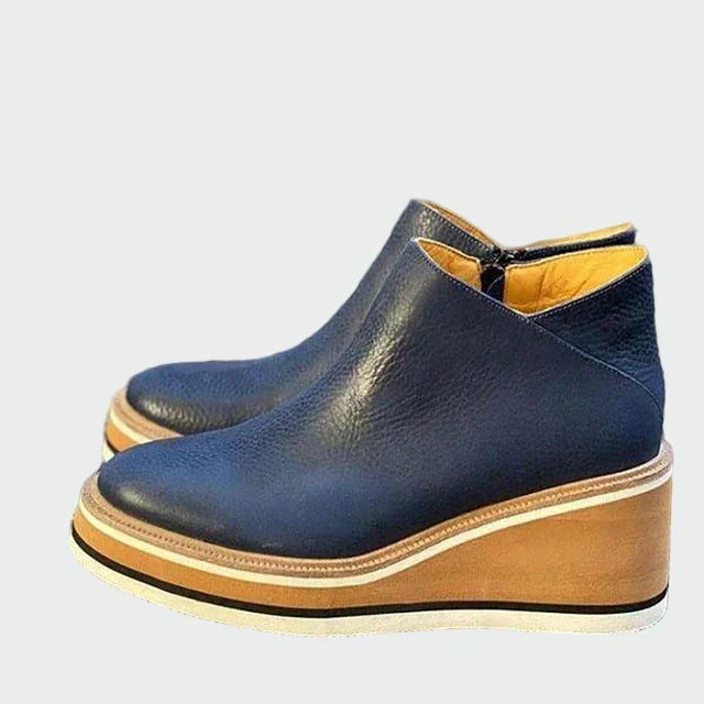 Caoimhe - Camel Ankle Boots with Platform Heel