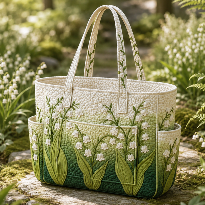 Ai Mui | Quilted Tote Bag with Lily of the Valley
