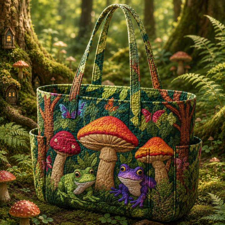 Kim Hoon | Quilted Tote Bag with a Mushroom Garden