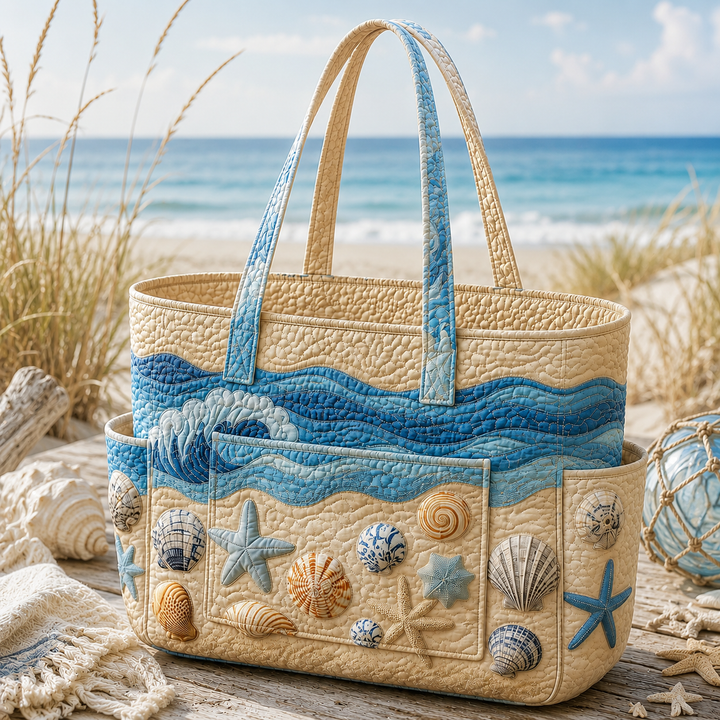 Suan Neo | Quilted Tote Bag with Ocean Treasures