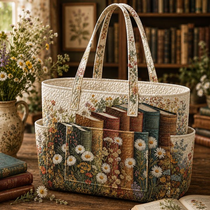 Poh Neo | Quilted Tote Bag with Books