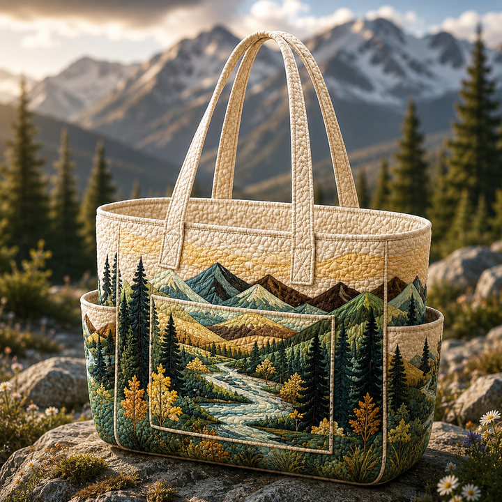 Wan Lan | Quilted Tote Bag with a Forest Scene
