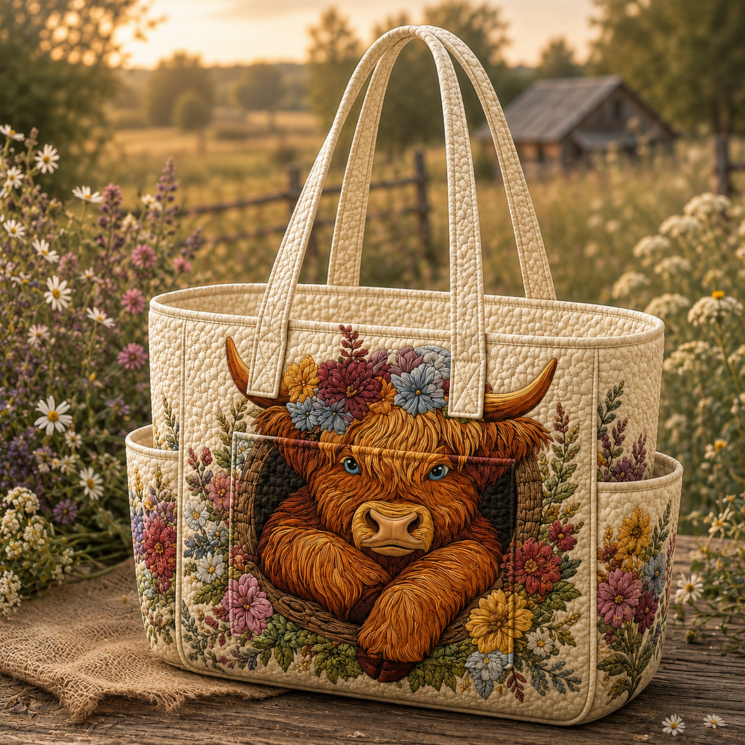 Kim Lian | Quilted Tote Bag with a Country Farm