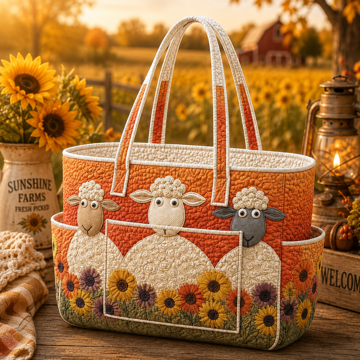 Poh Lian | Quilted Tote Bag with Whimsical Sheep