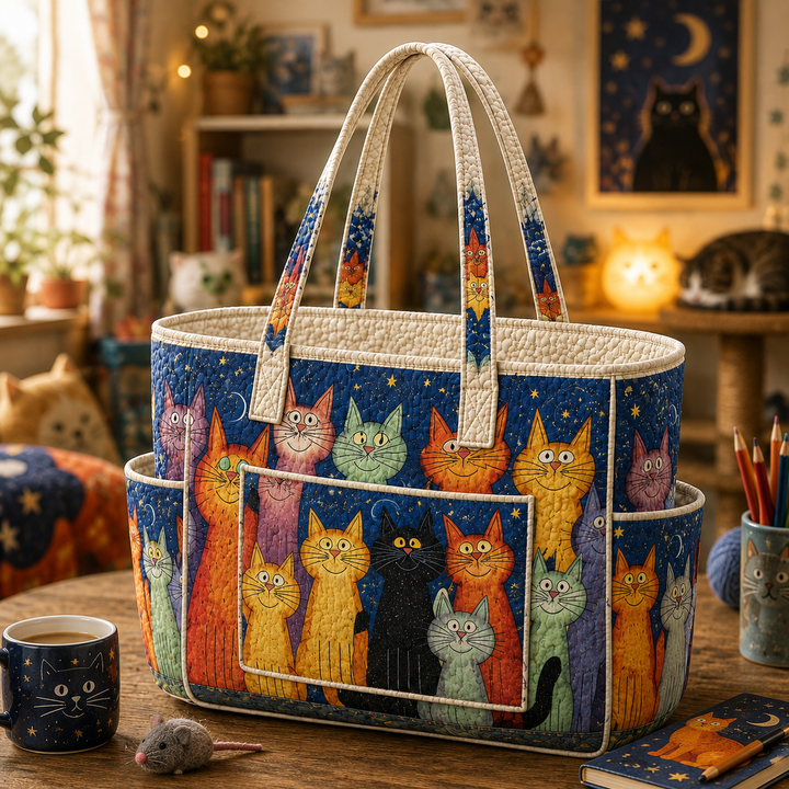 Siew Lan | Quilted Tote Bag with Colourful Cats