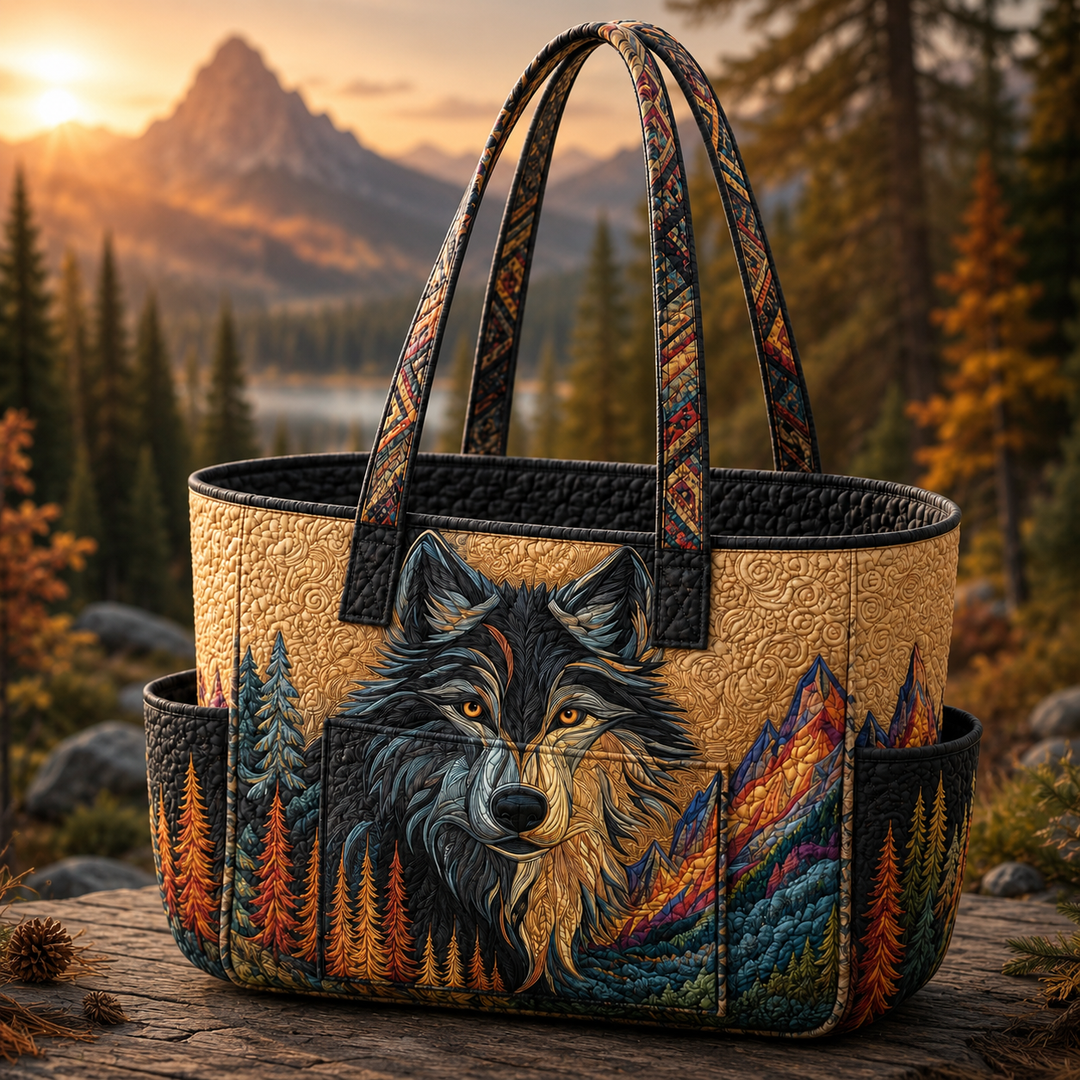 Chin Hoon | Quilted Tote Bag with a Wolf