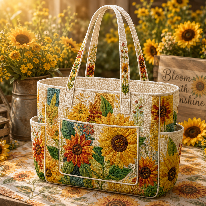Yoke Kim | Quilted Tote Bag with a Sunflower Dream