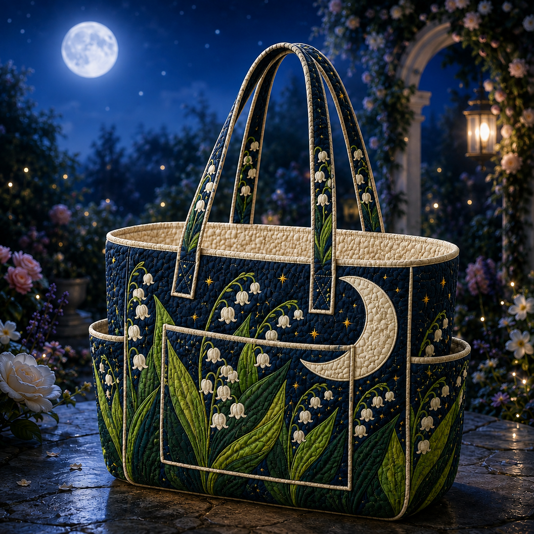 Suan Peng | Quilted Tote Bag with Lily of the Valley