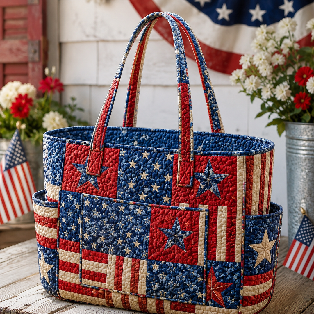Hong Lian | Quilted Tote Bag with an American Flag