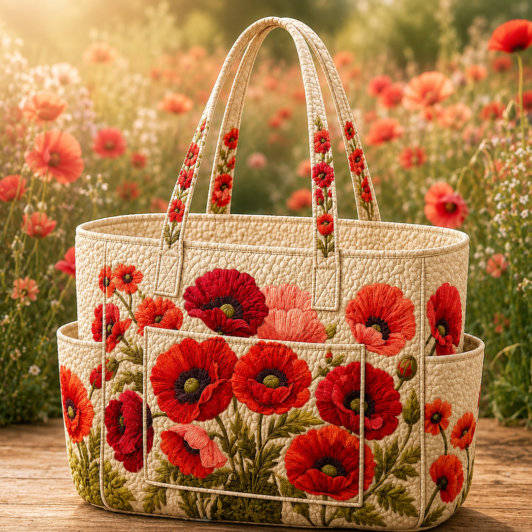 Lay Hoon | Quilted Tote Bag with Poppies
