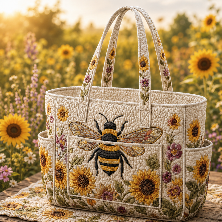 Yoke Peng | Quilted Tote Bag with Bees