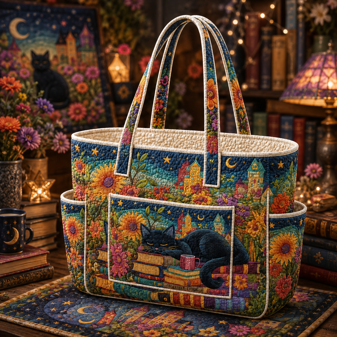 Poh Peng | Quilted Tote Bag with a Sleeping Cat