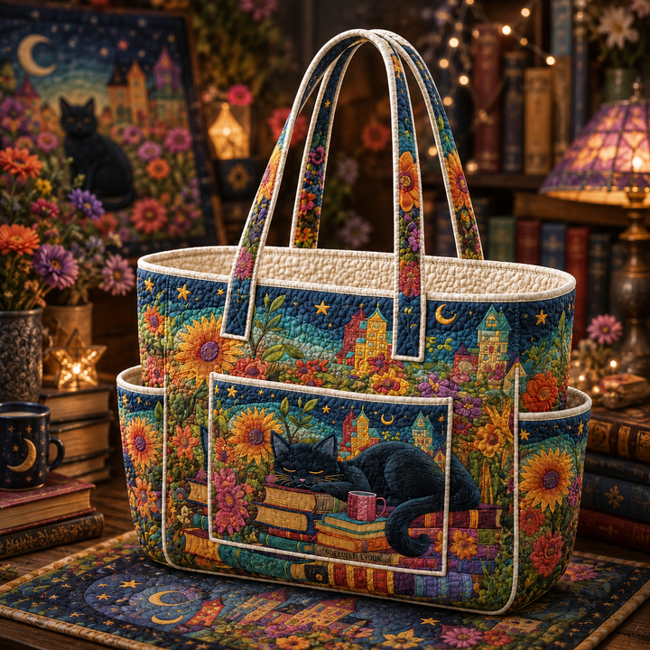 Poh Peng | Quilted Tote Bag with a Sleeping Cat