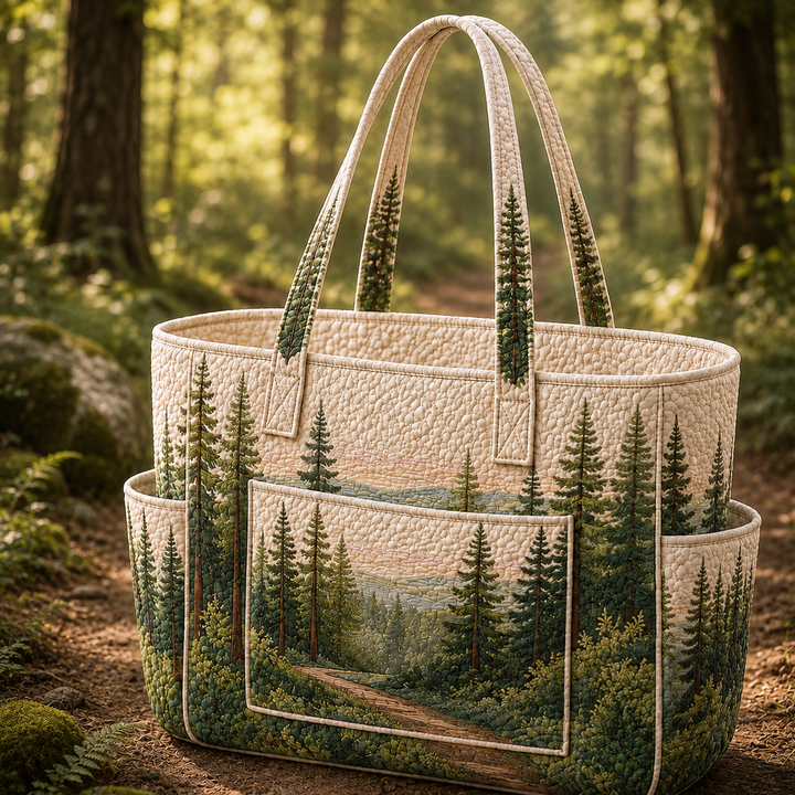 Lay Kim | Quilted Tote Bag with a Forest Path
