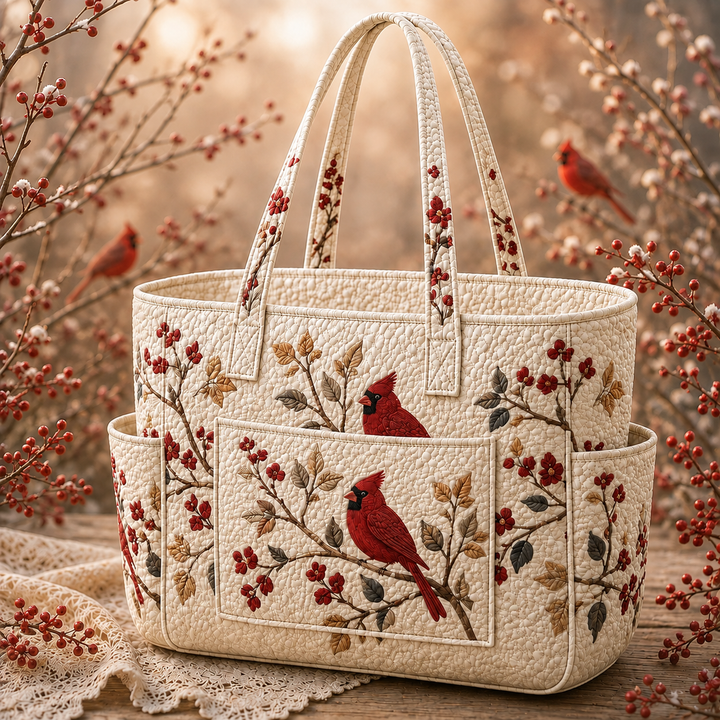 Chin Neo | Quilted Tote Bag with Purple Leaves
