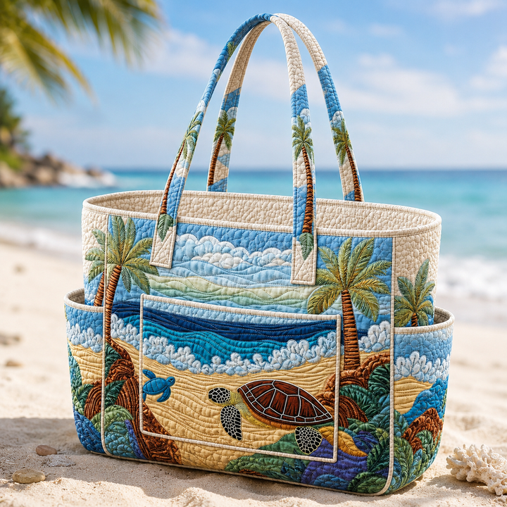 Swee Kim | Quilted Tote Bag with a Sea Turtle