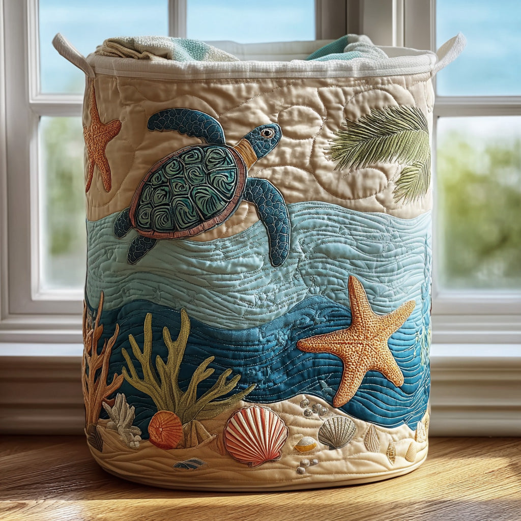 Coastal Harmony | Quilted Laundry Basket