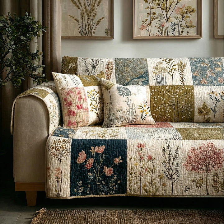 Country Blossom Quilted Sofa Protector