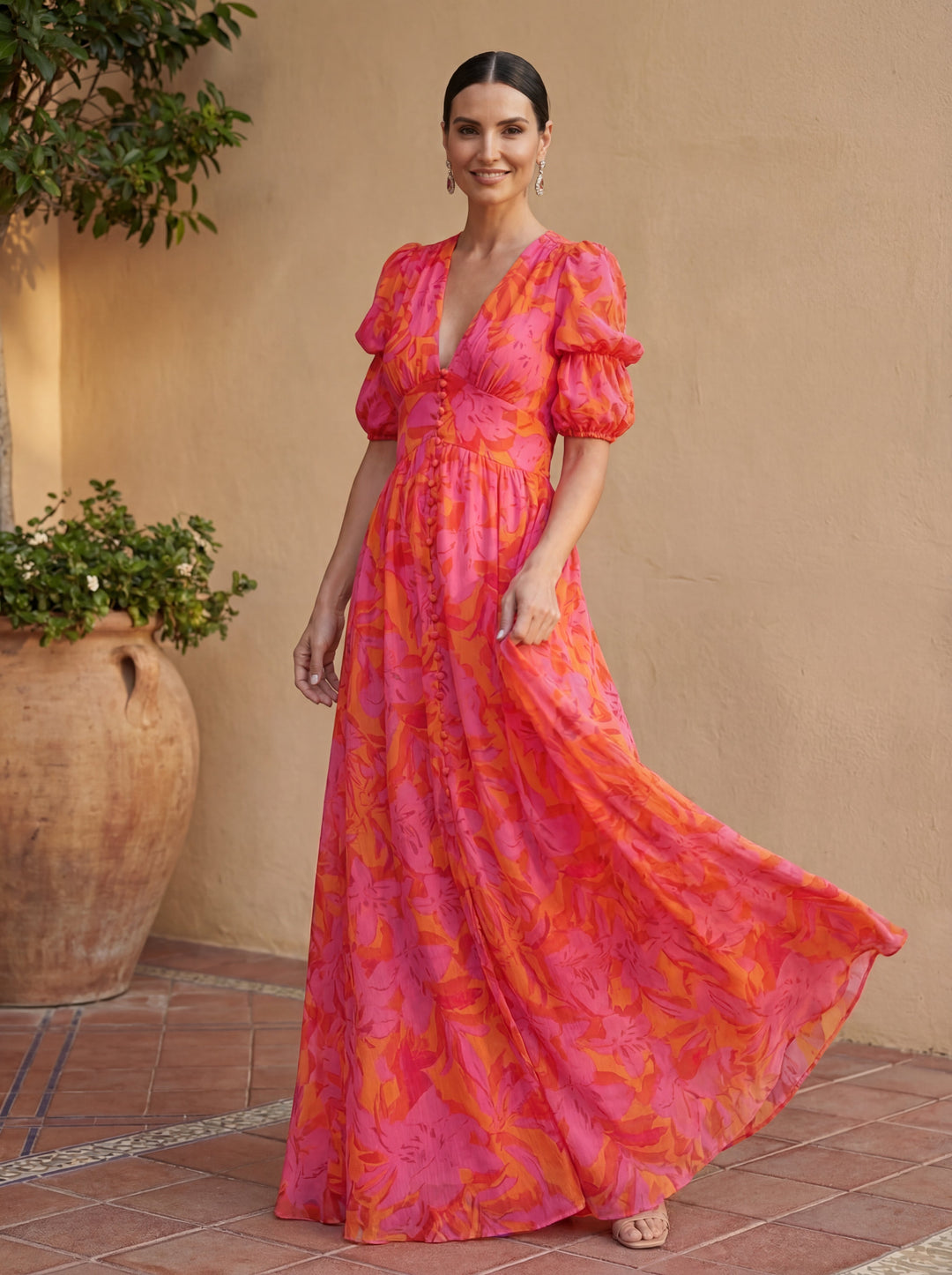 Doireann - Pink and Orange Maxi Dress